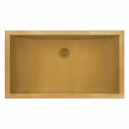 Ruvati 34 x 14 inch Brushed Gold Polished Brass Rectangular Bathroom Sink Undermount RVH6134GG